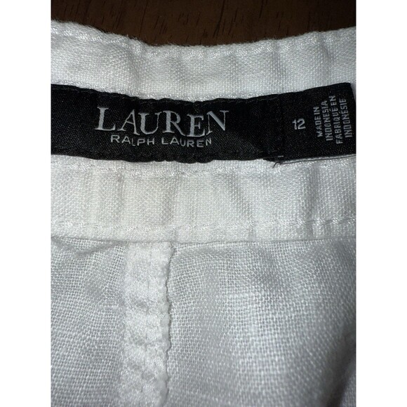 Lauren Ralph Lauren White 100% Linen Wide Leg Drawstring Pants Women’s 12 Resort - Picture 6 of 10